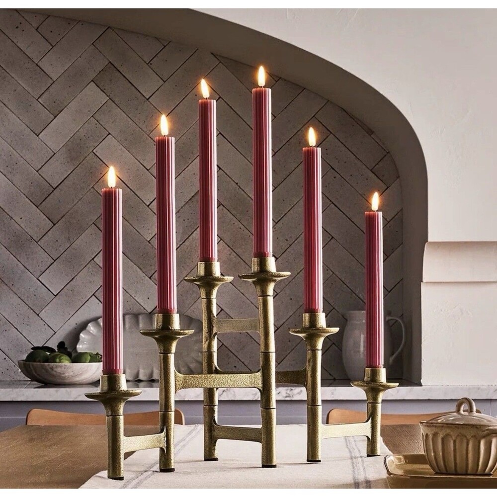 6ct Taper Adjustable Brass Candelabra - Hearth & Hand with Magnolia NEW